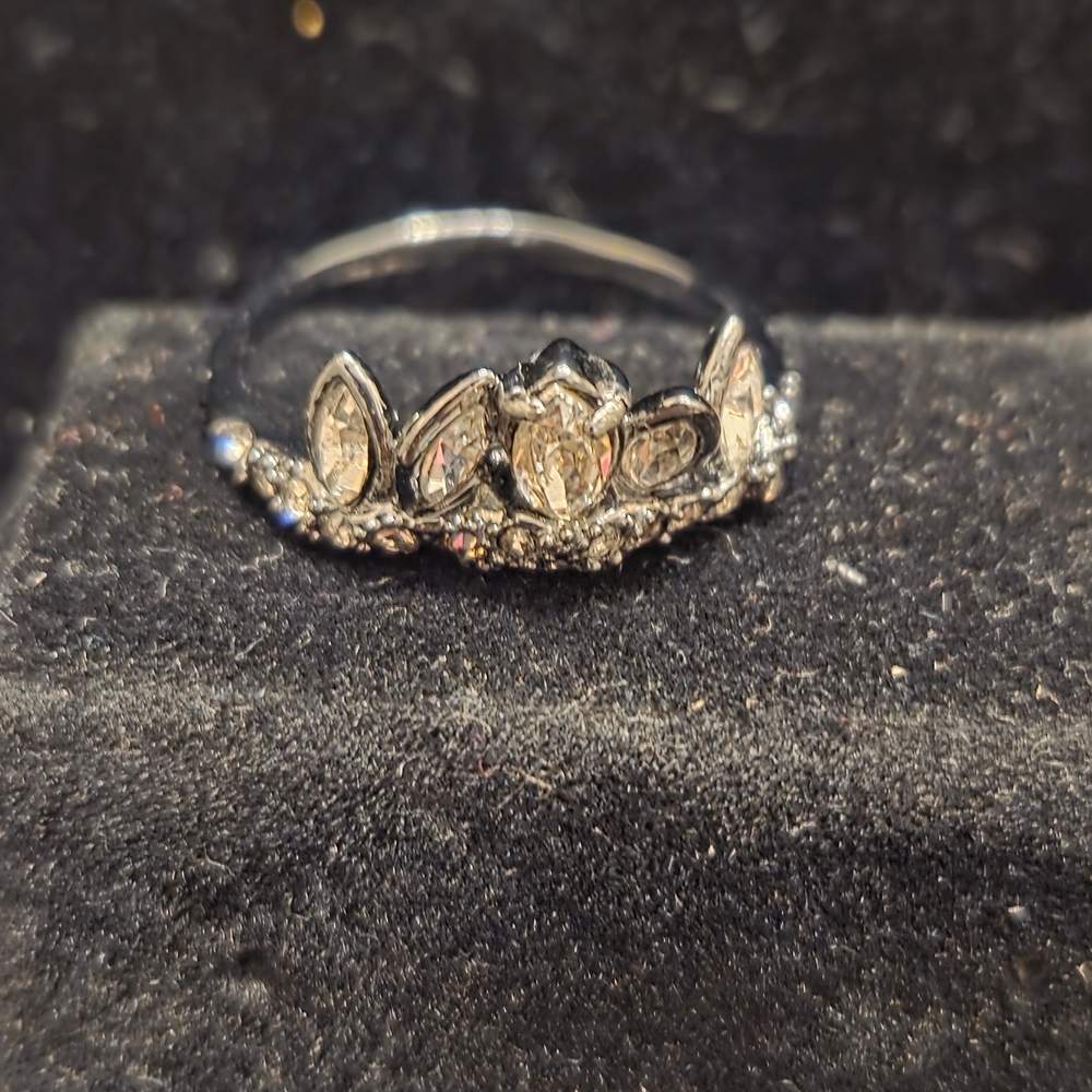 Alexis Bittar Miss Havisham Jagged Crystal Marquee Gunmetal Black Ring Size 7